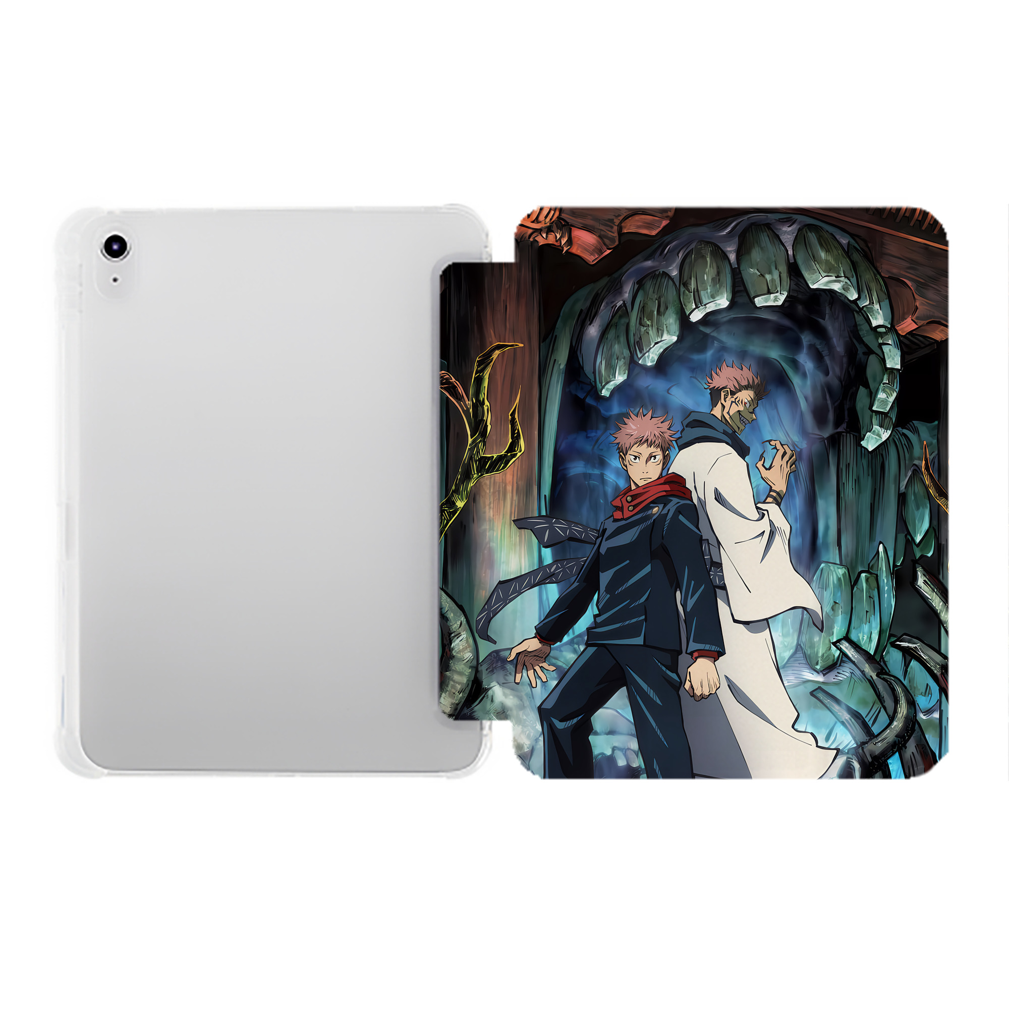 （画像用） 呪術廻戦 Jujutsu Kaisen IPad ケース ペン収納付き 三つ折りスタンド PUレザー×シリコン 対応機種9.5/10.5/10.9インチ